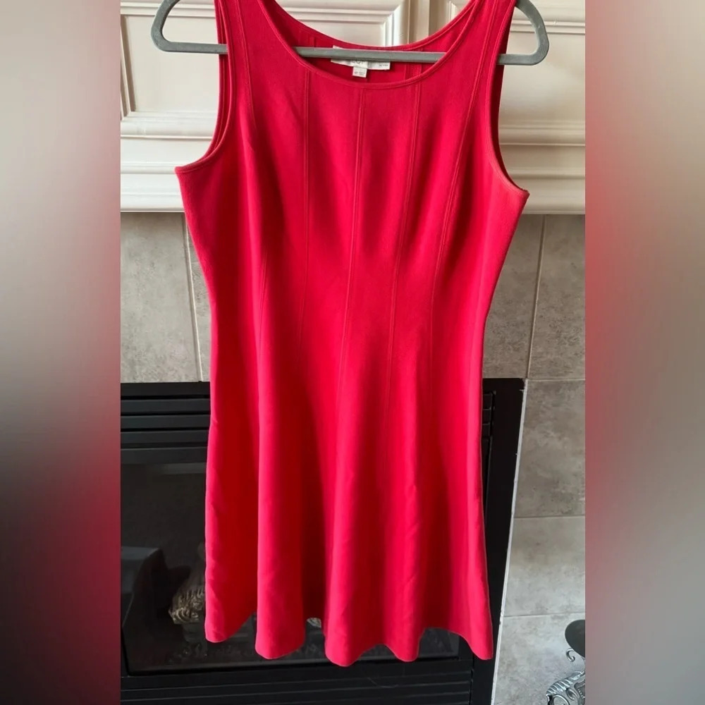 Loft Womens Red Round Neck Sleeveless Lined Fit & Flare Dress 6 Petite